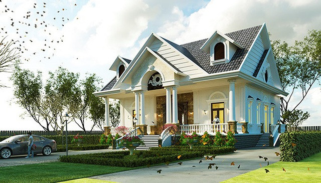 Biệt thự hướng mặt tiền theo phong cách hiện đại châu Âu. Ảnh: Wedo.