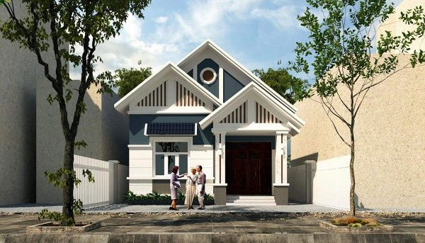 Mang phong cách hiện đại, mặt tiền ngôi nhà được thiết kế cầu kì hơn với các đường phào chỉ phức tạp làm điểm nhấn. Ảnh: Thietkethicongnhadep.