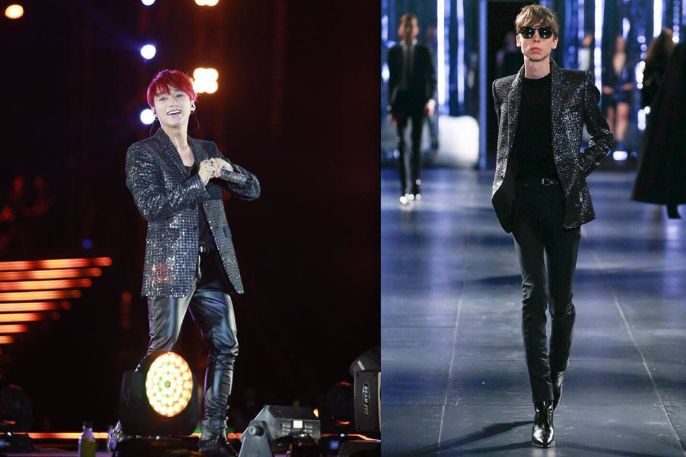 Chiếc blazer sản xuất giới hạn nằm trong bộ sưu tập Thu Đông 2016 của nhà mốt Pháp bán với giá 9.500 USD (hơn 205 triệu đồng) được Sơn Tùng M-TP cập nhật trong tủ đồ diễn. Ảnh: Vnexpress.