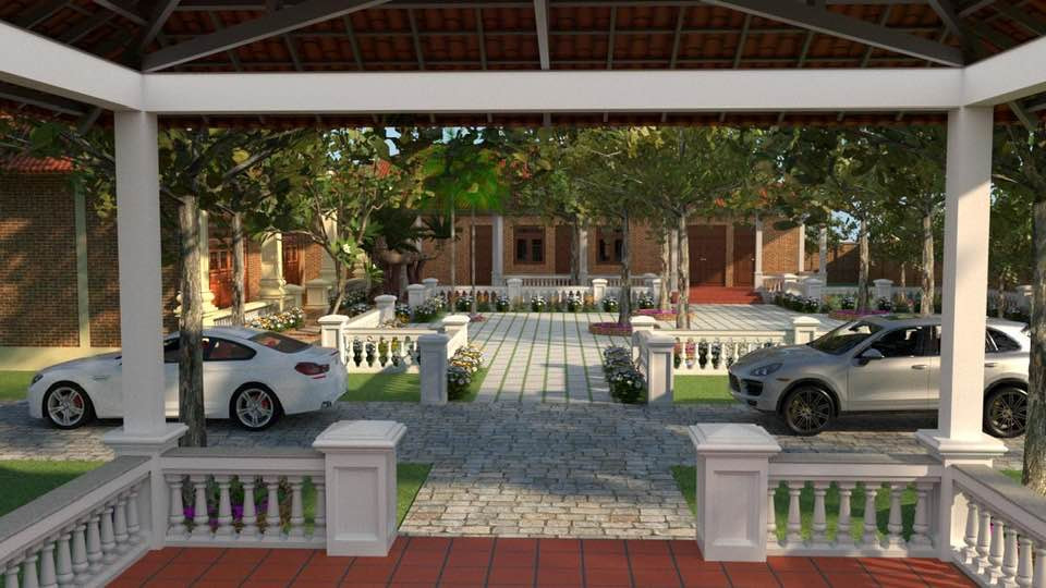 Trong khuôn viên hàng ngàn m2 là hàng loạt cây cổ thụ, cùng với nhiều cây ăn quả lớn xum xuê. Ảnh: FBNV.