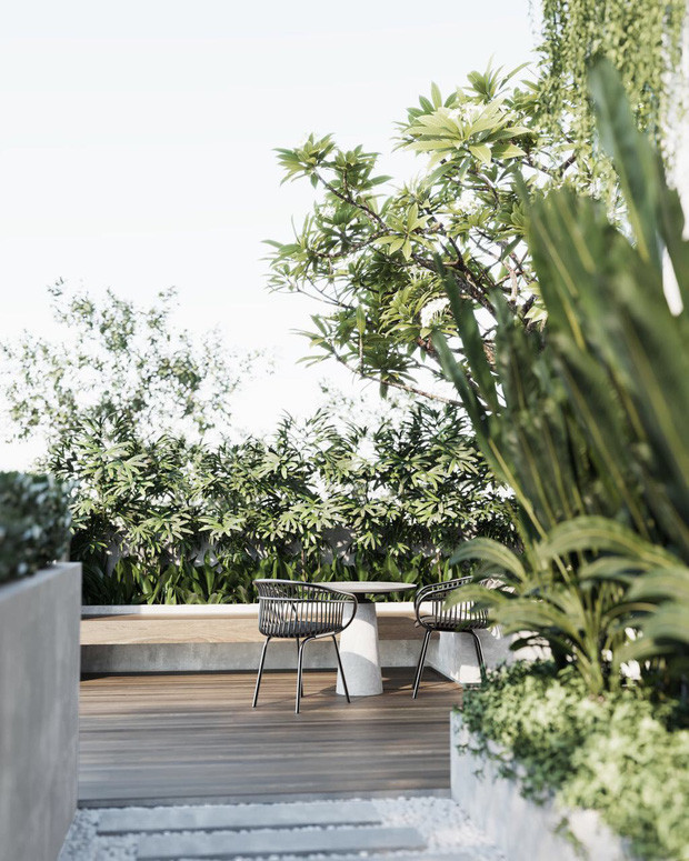 Mảng sân ngoài trời rộng rãi, thoáng mát như một quá cà phê trong nhà. Nguồn ảnh: Facebook, Instagram.