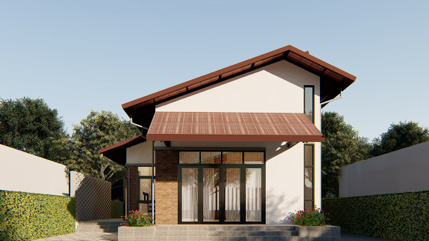 Do tình trạng khí hậu và thời tiết khắc nghiệt, thường xuyên xảy ra thiên tai ở miền Trung, phần mái nhà được gia cố kỹ lưỡng bằng khung nẹp chắc chắn. Ảnh: Tapchikientruc