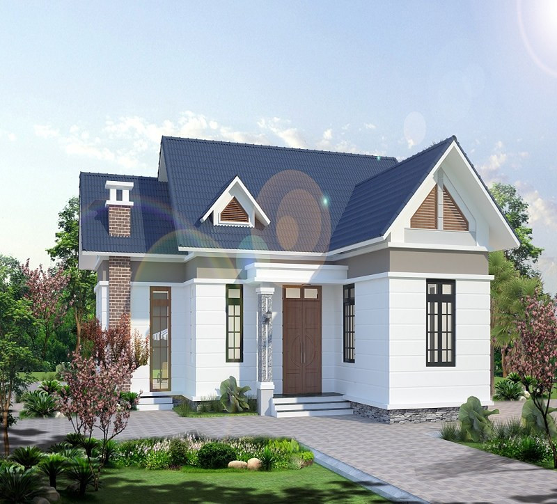 Với diện tích gần 70m2, kiến trúc sư lên phương án kiến trúc nhà chữ L, thiết kế mái thái cao thoáng để đảm bảo về mặt kết cấu cũng như ngoại thất hiện đại. Ảnh: Wedo.