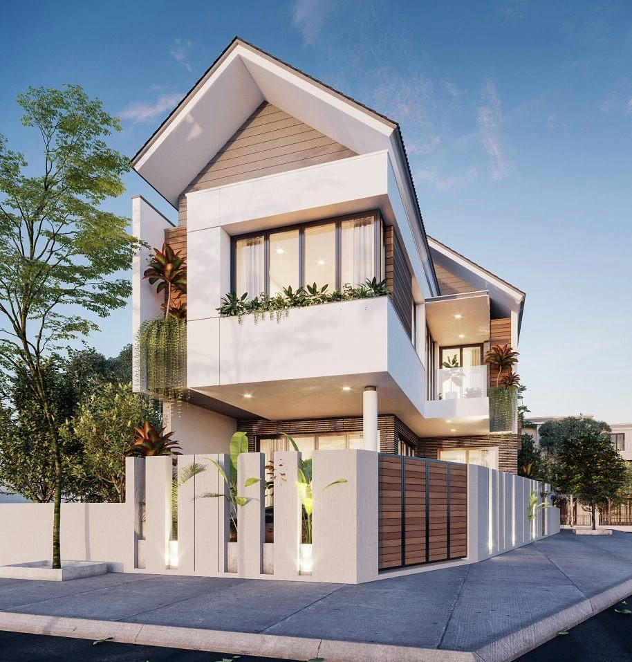 Sự kết hợp độc đáo giữa mái thái và các hình khối tạo nên một tổng thể vô cùng bắt mắt. Nguồn ảnh: Internet.