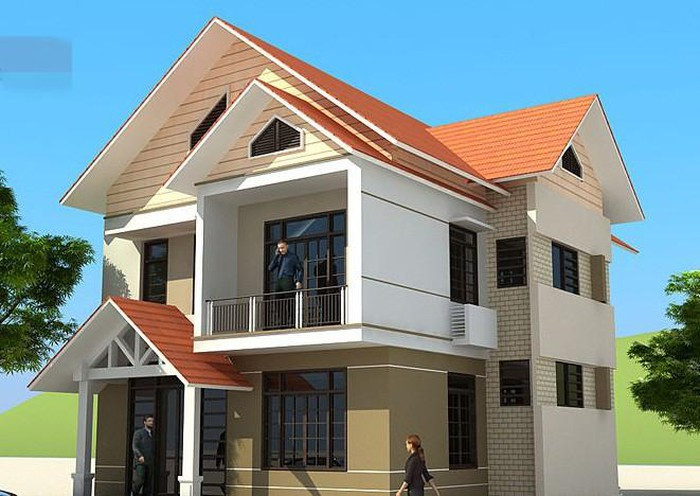 Nhà mái thái thiết kế theo lối kiến trúc hiện đại, phối hợp các mảng miếng hài hòa. Ảnh: Goodhouse.