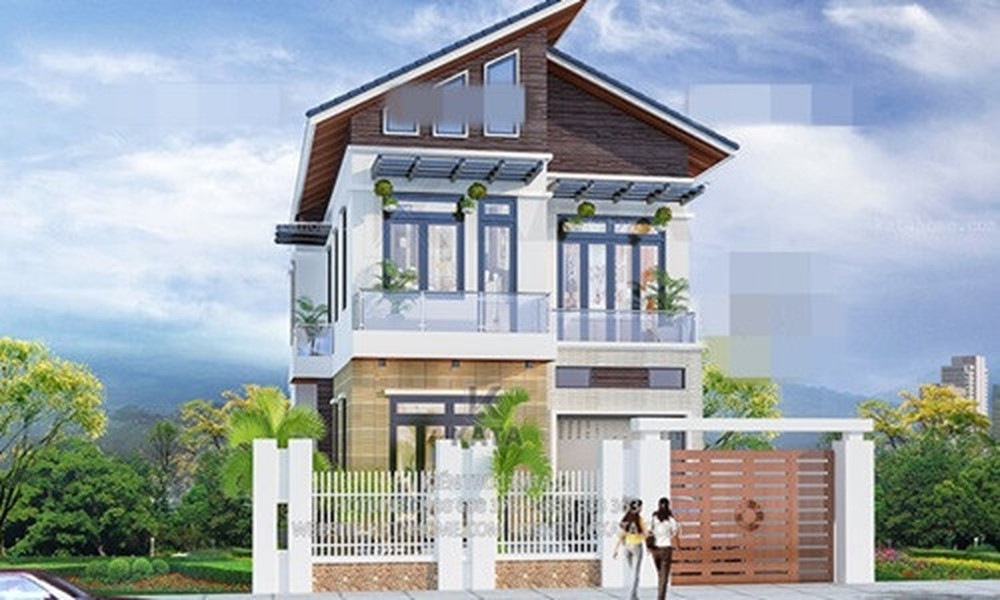 Nếu không thích các mẫu nhà với thiết kế quen thuộc, gia chủ có thể lựa thiết kế nhà chữ L có gác lửng. Ảnh: Holcim.