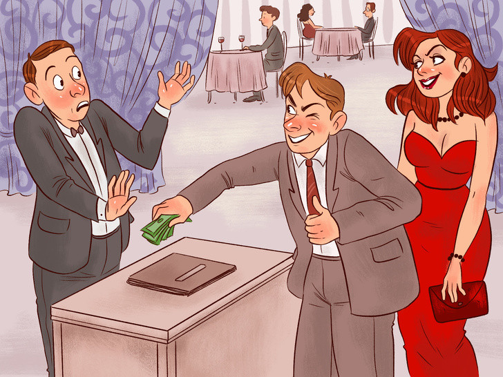 Người ta thường nói rằng nếu là một người nổi tiếng hoặc một người giàu có, bạn chỉ cần hối lộ là có thể vào được mọi nơi. Tuy nhiên, có những quy tắc nhất định mà giám sát viên và chủ khách sạn/ nhà hàng phải tuân theo: không nhận hối lộ để giữ chỗ nhưng vẫn có thể lấy tiền và không xếp chỗ cho khách nếu họ không đặt trước.