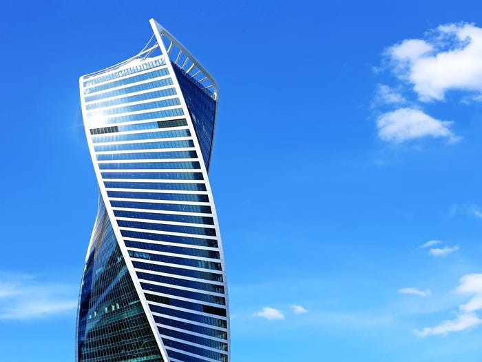 Tòa tháp Evolution (Moscow, Nga) cao 246 m với 55 tầng, chức năng chính là cho thuê văn phòng có hình dáng như một phân tử DNA.