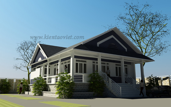 Kiến trúc nhà vườn 125m2 được xây trên tổng diện tích khu đất 400m2. Công trình thiết kế đơn giản chỉ với 1 tầng và một hầm để xe. Ảnh: Kientaoviet.