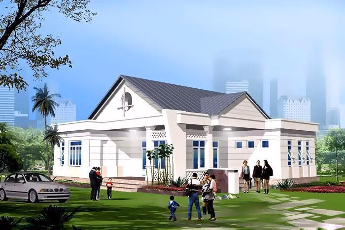 Với khu đất rộng rãi thì một ngôi nhà mái thái ở giữa khuôn viên xanh hoàn toàn thích hợp cho việc thư giãn, nghỉ ngơi. Ảnh: Internet