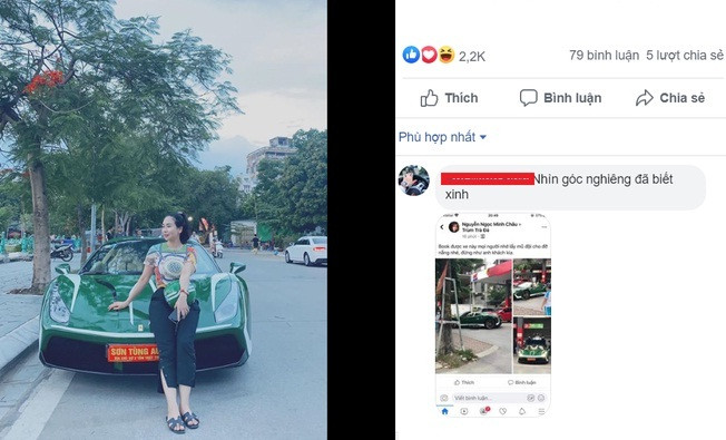 Mới đây, nữ đại gia khiến cộng đồng mạng xôn xao khi đăng tải hình ảnh đứng bên chiếc Ferrari 488 Spider mui trần. Ảnh: Facebook.