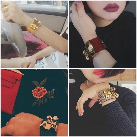 Miu Lê còn sở hữu nhiều vòng Hermes Collier de Chien với đủ màu sắc, giá bán từ 25 - 35 triệu đồng/chiếc tùy chất liệu. Nguồn ảnh: FBNV.