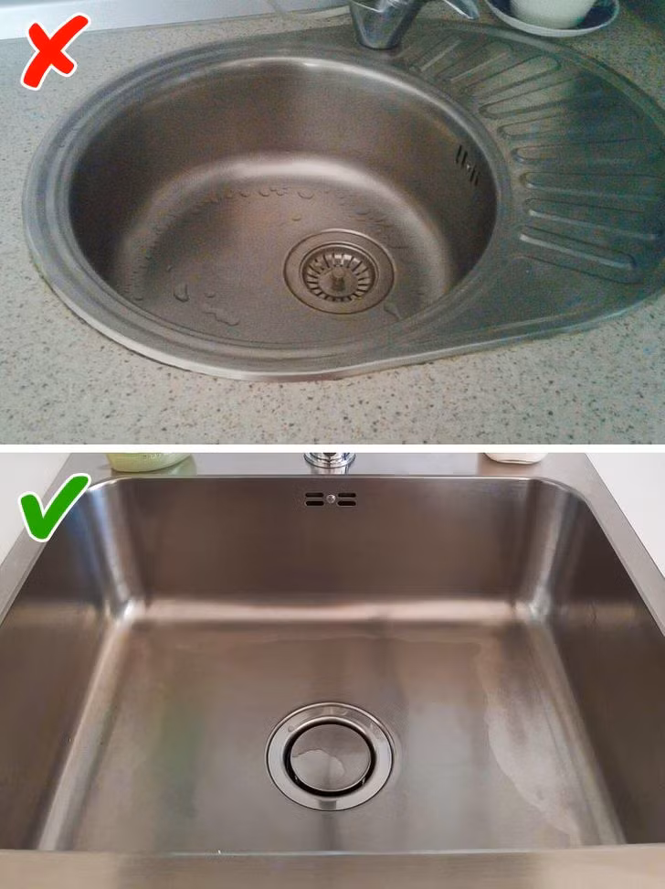 Bồn rửa bát hình tròn là kiểu nội thất phổ biến vào những năm 90 vì thiết kế khác lạ, hình dạng giống như những chiếc đĩa và khá tiện lợi. Tuy nhiên, bồn rửa này không phải là ý tưởng tốt nhất vì bồn rửa hình vuông có thể chứa được nhiều bát đĩa hơn.