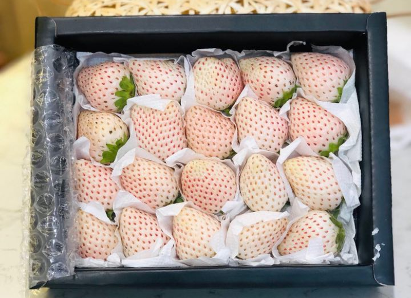 Dù có mức giá lên tới 2 triệu đồng/kg nhưng loại dâu tây trắng muốt này lại không dễ để tìm mua. Ảnh: Mia Fruits.