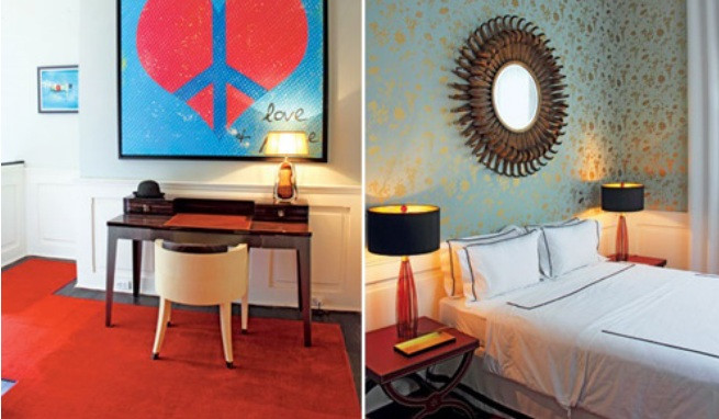 Khi bước vào không gian phòng khách ta thấy ngay sự sang trọng phủ các gam màu nâu vàng, đen, tím. Mỗi vị khách ghé thăm căn biệt thự cổ này đều vô cùng ấn tượng nhất là những bức áp-phích các bộ phim nổi tiếng thời đó được vẽ bằng tay như Casablanca, Jame bond Ginster hay hình của ca sĩ Elvis Presley.