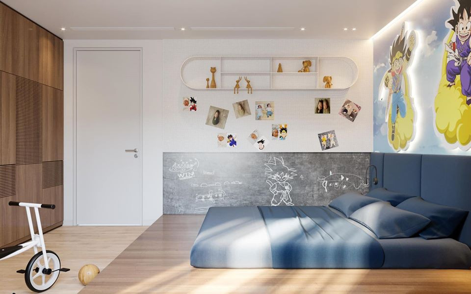 Không gian căn hộ được thiết kế rộng rãi và thông thoáng, phù hợp cho hai cậu con trai sinh đôi của nam MC.