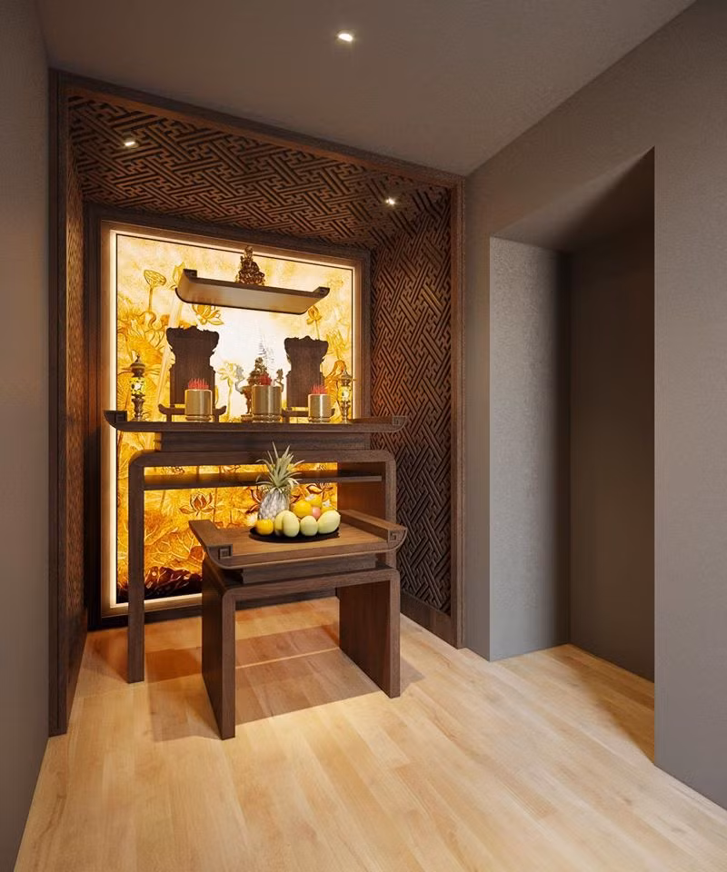 Phòng thờ trang trọng.