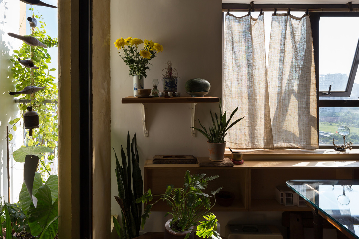 Cây xanh như một yếu tố không thể thiếu trong nhà. Nguồn ảnh: Hoang Le. Video: Biến nhà cũ 25m2 thành căn hộ đáng sống. Nguồn: VTC1.