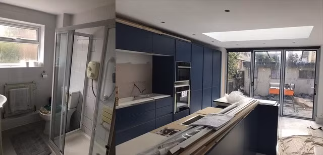 Phòng tắm và phòng ngủ ở tầng 1 trước kia giờ đây là nhà bếp và phòng ăn rộng rãi.