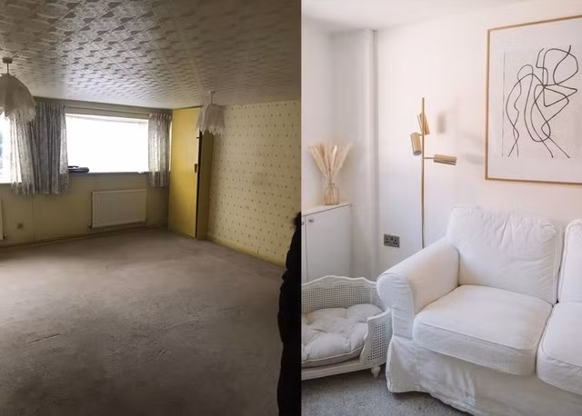 Nhà bếp trước đây cũng được cải tạo thành phòng ngủ chính, phòng ngủ nhỏ và phòng tắm.