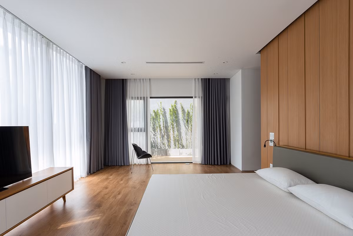 Phòng phủ sử dụng gam màu trắng chủ đạo.