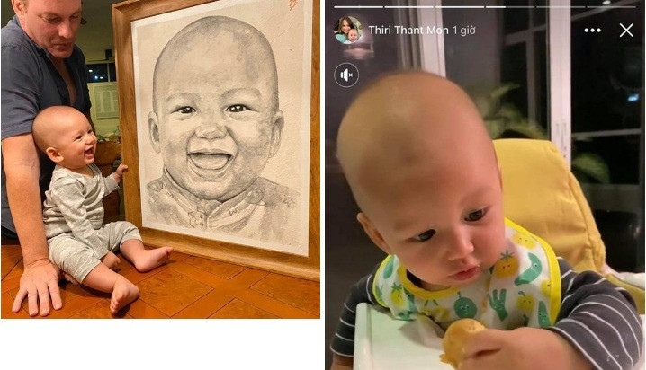Mới đây, đại gia Thiri Thant Mon - vợ mới của chồng cũ Hồng Nhung, Kevin Gilmore, chia sẻ khoảnh khắc của cậu con trai 6 tháng tuổi kháu khỉnh biết ngồi và lần đầu tiên ngồi ghế ăn dành cho em bé. Ảnh: Vietnamnet.