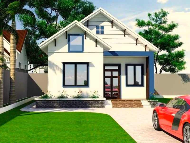  Nhà cấp 4 mái thái thiết kế theo dốc chữ A độc đáo. Ảnh: Internet.