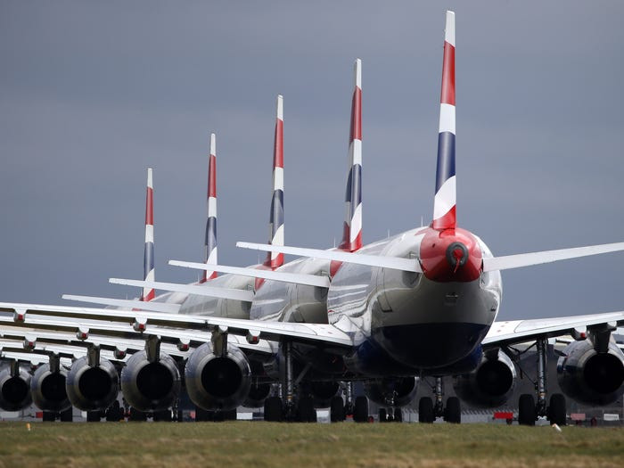 British Airways (Anh) cũng phải tìm chỗ đỗ cho dòng máy bay thân hẹp trên khắp đất nước. Ảnh: Getty Image.