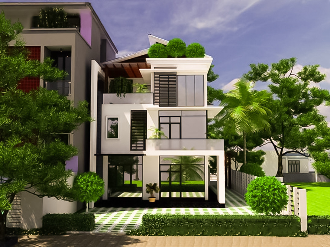 Sự kết hợp táo bạo của những mảng màu đen - trắng và những tấm kính đã tạo nên vẻ đẹp cá tính cho ngôi nhà. Ảnh: xcons.