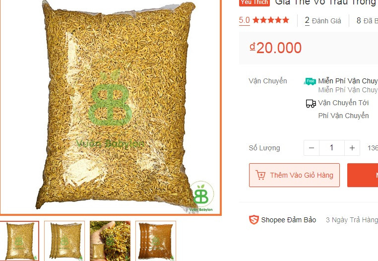 Giá mỗi kg vỏ trấu dao động từ 30.000 - 40.000 đồng, còn rơm khô khoảng 15.000 đồng/kg. Ảnh chụp màn hình.