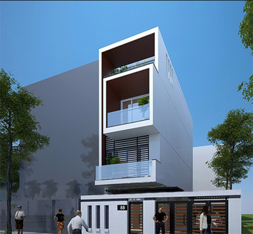 Ngoài 3 sảnh tầng được bố trí các phòng chức năng cần thiết, sân thượng tại tầng tum là một tiện ích mở rộng, thông gió và lấy sáng từ trên cao bổ sung cho các gian phòng phía sau qua cầu thang trung tâm. Ảnh: Maunhadepmoi.