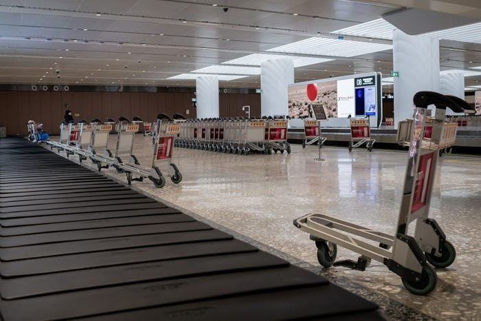 Khu vực nhận hành lý trong sân bay quốc tế Daxing ở Bắc Kinh (Trung Quốc).