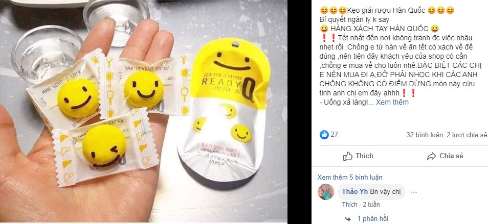 Nắm bắt được tâm lý này, nhiều loại kẹo giải rượu được bày bán tràn ngập trên thị trường với những lời quảng cáo như uống xả láng không sợ say, không sợ bị đo nồng độ cồn và không lo nguy hiểm khi tham gia giao thông…