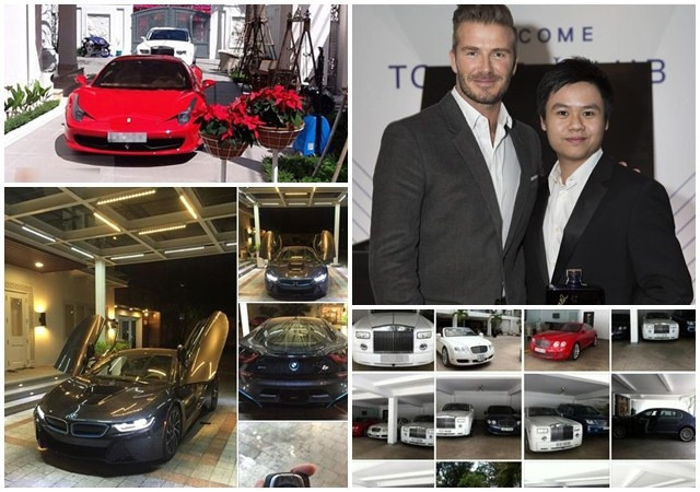 Bộ sưu tập xe của Phan Thành nhiều thương hiệu xa xỉ như Roll Royce Phanthom, Bentley, Lexus GX570, Ferrari 458.