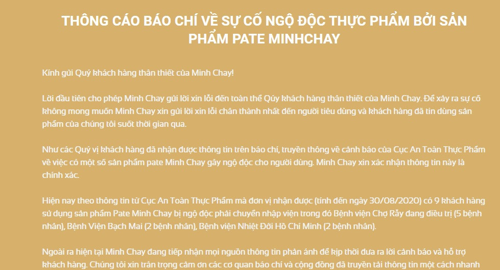 Pate Minh Chay gay ngo doc: Cty Hai thanh vien Loi song moi noi gi?