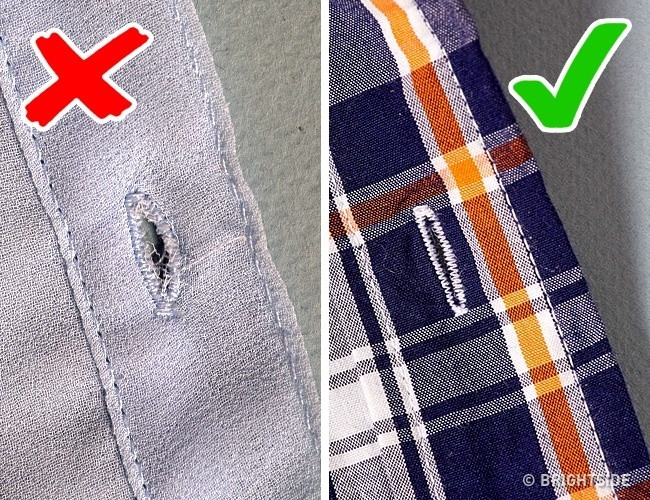 Các sản phẩm kém chất lượng thường không chú ý đến những chi tiết nhỏ. Đó là lý do tại sao khách hàng nên kiểm tra hàng khuy áo trước khi mua đồ. Nguồn ảnh: Brightside.