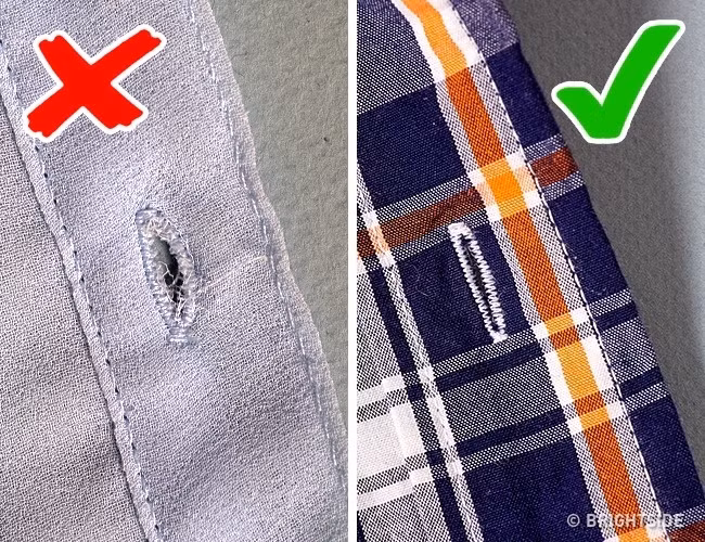 Các sản phẩm kém chất lượng thường không chú ý đến những chi tiết nhỏ. Đó là lý do tại sao khách hàng nên kiểm tra hàng khuy áo trước khi mua đồ. Nguồn ảnh: Brightside.