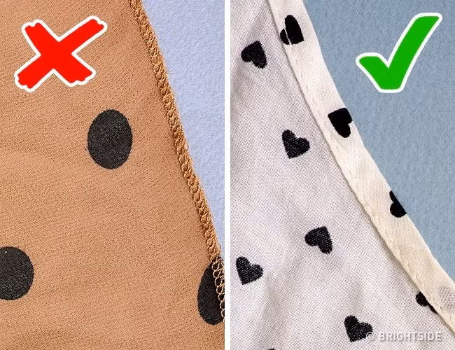 Theo các chuyên gia trong ngành thời trang, các loại quần và váy có gấu khoảng 4cm, còn áo phông và áo sơ mi thì viền khoảng 2cm. Nếu thấy chỉ là một đường may lỏng lẻo thì chứng tỏ đây là sản phẩm kém chất lượng.