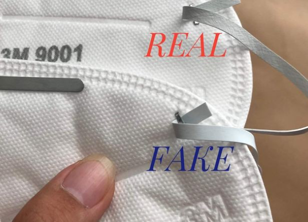 Ngoài ra, dây đeo khẩu trang giả trơn và co giãn nhiều hơn so với khẩu trang thật. Ảnh: T.N