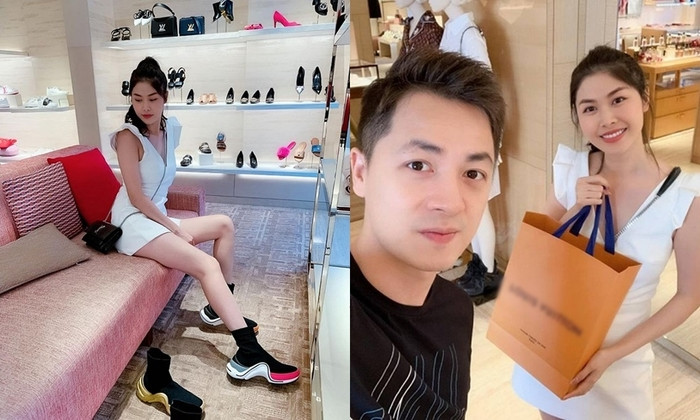 Nam ca sĩ Đăng Khôi đưa bà xã đi mua hàng hiệu và hài hước chia sẻ: "Đã mua xong quà Valentine tặng người yêu".