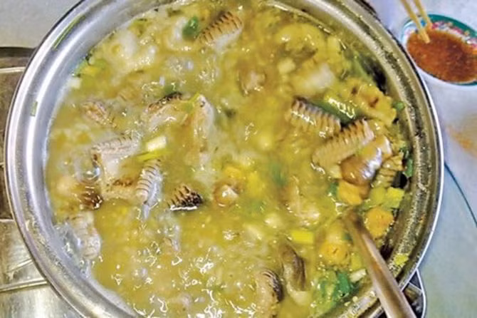 Cháo đậu xanh với thịt rắn hổ đất là món bồi bổ của những gia đình giàu có ở miền Tây.