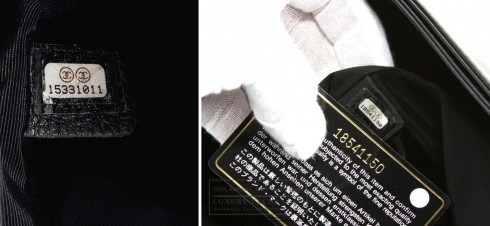 Tem chống giả của Chanel có số series được in theo kỹ thuật hologram (kỹ thuật in 3 chiều), thường được đính bên trong túi và phủ một lớp nhựa trong. Số series này bao gồm 7 hoặc 8 chữ số, nếu dãy số này trùng với dãy số trên thẻ đinh kèm thì đó là túi thật. Nguồn ảnh: Internet Video: Hàng hiệu” không làm nên đẳng cấp của nghệ sĩ. Nguồn: VTC1
