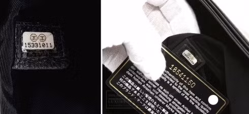 Tem chống giả của Chanel có số series được in theo kỹ thuật hologram (kỹ thuật in 3 chiều), thường được đính bên trong túi và phủ một lớp nhựa trong. Số series này bao gồm 7 hoặc 8 chữ số, nếu dãy số này trùng với dãy số trên thẻ đinh kèm thì đó là túi thật. Nguồn ảnh: Internet Video: Hàng hiệu” không làm nên đẳng cấp của nghệ sĩ. Nguồn: VTC1