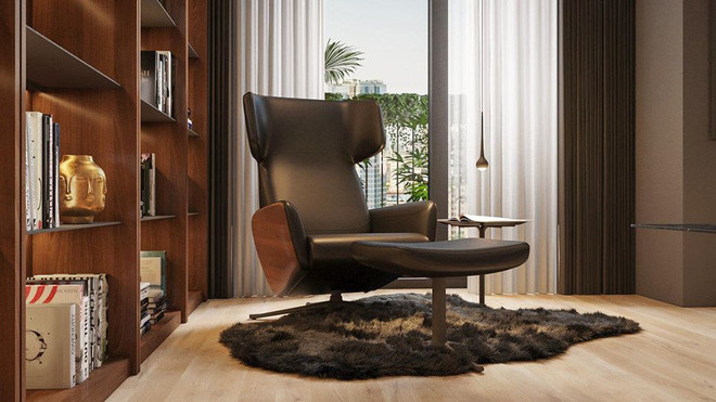 Cửa kính lớn lấy ánh sáng và gió trời tối đa.