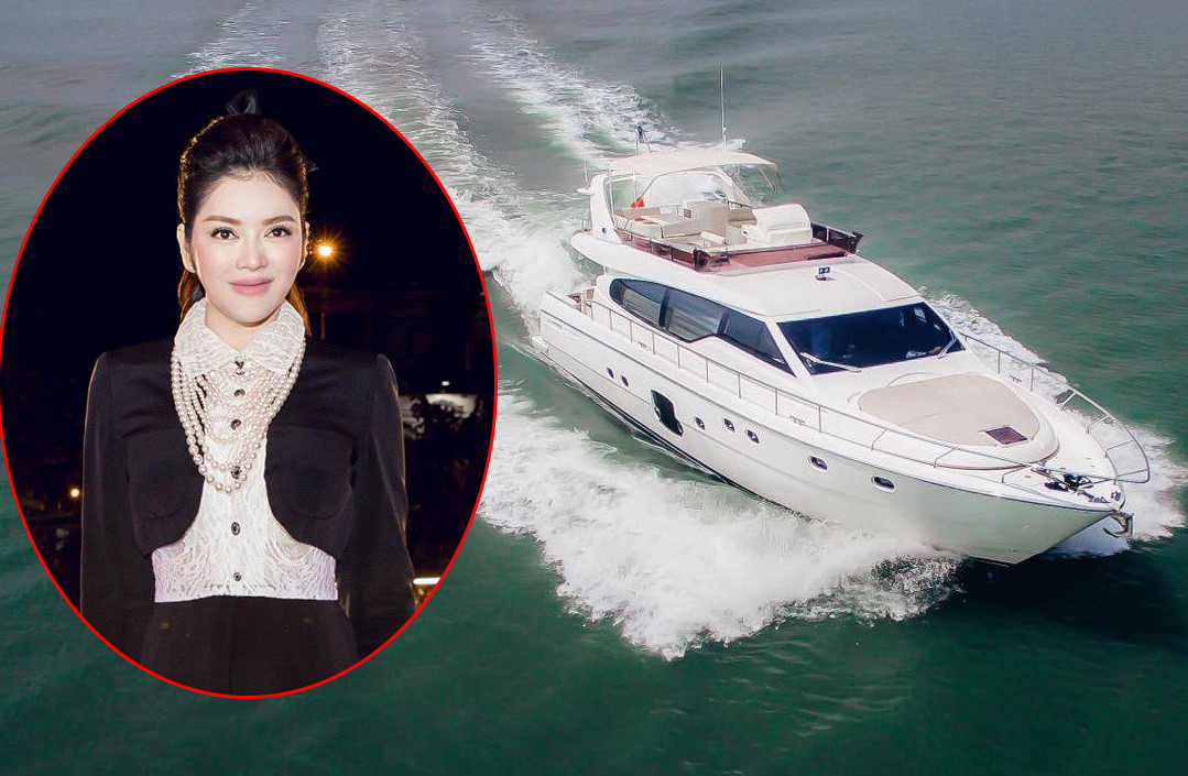 Lý Nhã Kỳ cũng gây choáng váng đối với giới truyền thông khi sở hữu chiếc du thuyền trị giá hơn 100 tỷ đồng đến từ thương hiệu danh tiếng Ferretti Yachts. Nguồn ảnh: FBNV.