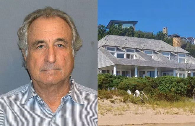 Bernie Madoff: Nhà đầu tư người Mỹ Bernie Madoff lừa 4.800 khách hàng và thu lợi bất chính 64,8 tỷ USD trong vụ lừa đảo tài chính lớn nhất trong lịch sử nước Mỹ. Đây cũng là vụ lừa đảo theo mô hình Ponzi lớn nhất thế giới. Ông ta bị kết án 150 năm tù giam vào năm 2009. Trước khi bị bắt, Madoff sở hữu danh mục bất động sản đồ sộ, trong đó dinh thự biển tại Hamptons (ảnh).