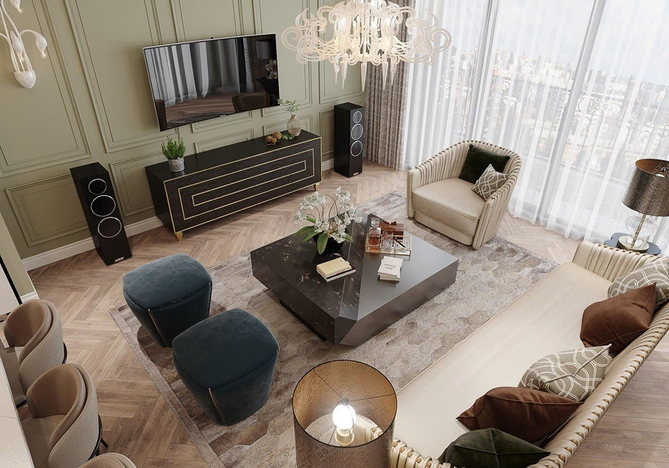 Căn hộ của diễn viên Mạnh Trường được thiết kế theo phong cách sang trọng, hiện đại. Ảnh: Lao động.