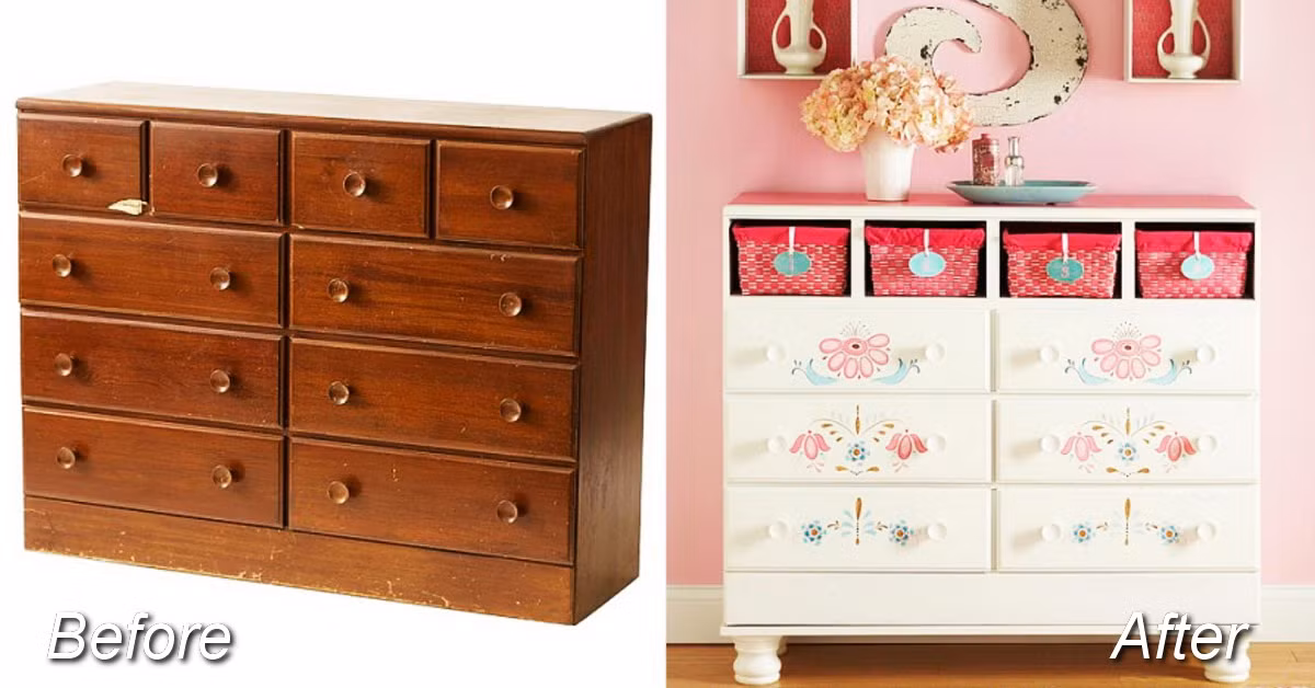 Sơn màu khác và thay đổi các họa tiết dễ thương vào là bạn đã có một cái tủ hoàn toàn khác.