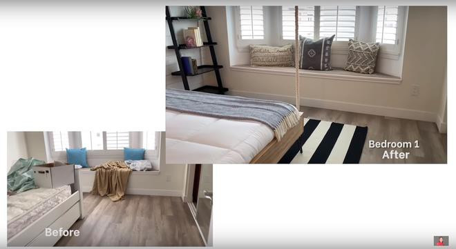 Phòng ngủ trước và sau khi được thiết kế lại.