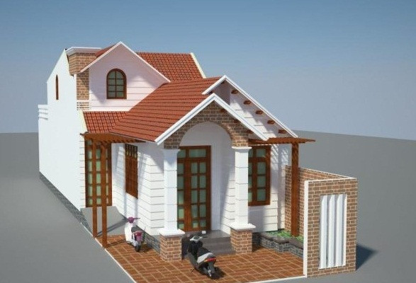 Với mẫu nhà này, gia chủ có thể làm được bằng mái tôn hoặc mái ngói với chi phí vừa phải. Ảnh: Thietkethicongnhadep.